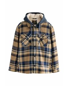 Куртка-рубашка Check Hooded Borg Lined, коричневый Next