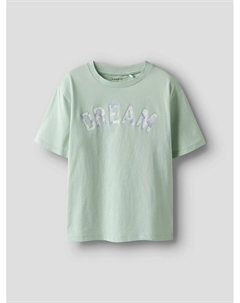 Футболка с короткими рукавами надпись спереди зеленый Name it
