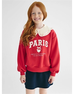 Джемпер для девочек красный с принтом и надписью Mark formelle