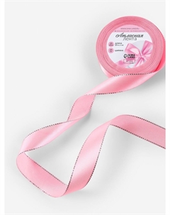 Лента атласная, с серебряным люрексом, 25 мм, 23±1 м, розовая №004 Арт узор