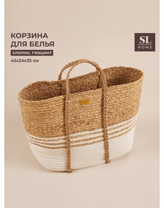 Корзина для белья плетеная sl home orden, хлопок, гиацинт, 42×24×35 см Sima-land home