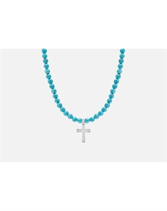Колье из бирюзы С серебристым крестом 1 шт Attribute shop