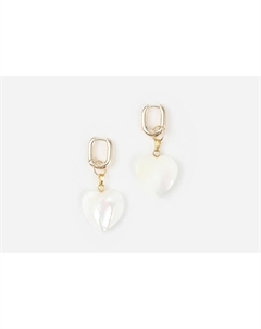 Серьги Earrings in gold with large pearl hearts 2 шт 19.stone
