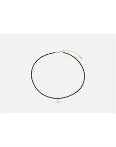 Колье из шпинели С буквой V с цирконами золотистое 1 шт Attribute shop