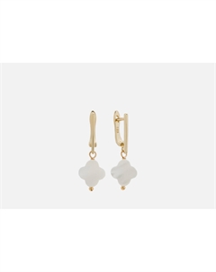 Серьги с Перламутром золотистые В виде клевера 1 шт Morza