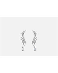 Серьги-каффы Крыло с каплей серебристые 2 шт Attribute shop