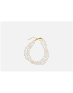 Чокер Тройной из натурального жемчуга золотистый 1 шт Attribute shop