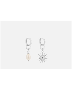 Серьги Sun and pearls silver 2 шт Attribute shop