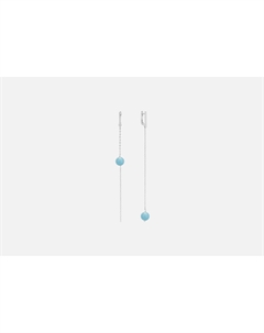 Серьги-асимметрия С аквамарином серебристые 2 шт Morza