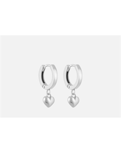 Серьги-кольца серебряные Сердце 2 шт Baltsilver