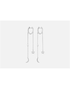 Cерьги серебряные Звезды и луна 2 шт Baltsilver