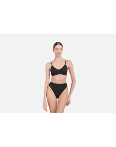 Стринги с высокой посадкой в рубчик Ribbed черные L мл Belle you