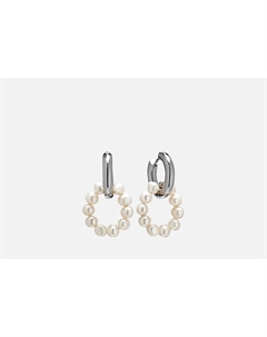 Серьги Leda Hoops Pearl Rings silver 2 шт Viamore