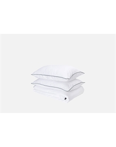 Комплект постельного белья Белый с нефритовым кантом, тенсел, полутораспальный 1.5-спальный мл Mollen