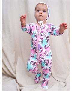 Комплект детский трикотажный для девочек: боди, комбинезон, нагрудник, чепчик Playtoday newborn-baby