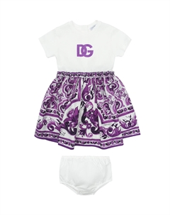 Платье с принтом "майолика" на юбке Dolce&gabbana