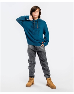 Джемпер вязаный с капюшоном синий Button blue