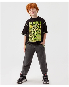 Джоггеры с поясом темно-серые Button blue