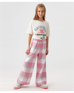 Брюки-кюлоты бело-розовые Button blue