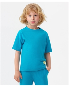 Футболка голубая с патчем-нашивкой Button blue