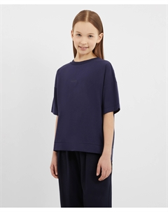 Футболка оверсайз с коротким рукавом синяя для девочки Gulliver