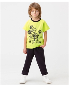 Брюки трикотажные с поясом на резинке черные Button blue