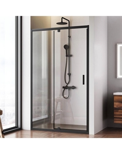 Душевая дверь Gem 120 W90G-120-1P-BT профиль цвет Черный матовый стекло Прозрачное Am.pm.