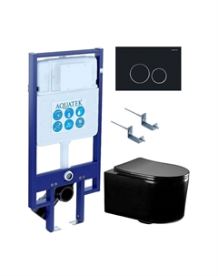 Комплект унитаза с инсталляцией Set Мия-MB-020 4в1 цвет Черный матовый с сиденьем Микролифт и клавишей смыва цвет Черный матовый Aquatek