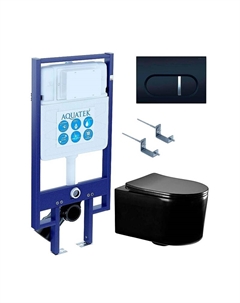 Комплект унитаза с инсталляцией Set Мия-MB-045 4в1 цвет Черный матовый с сиденьем Микролифт и клавишей смыва цвет Черный матовый Aquatek