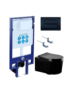 Комплект унитаза с инсталляцией Set Мия-MB-049 4в1 цвет Черный матовый с сиденьем Микролифт и клавишей смыва цвет Черный матовый Aquatek