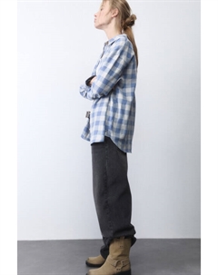 Рубашка oversize хлопковая в клетку с люрексом Befree