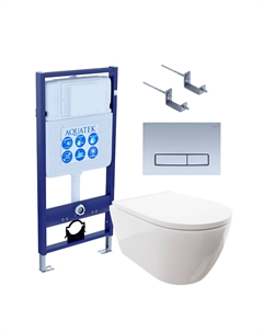 Комплект Унитаз подвесной Поларис AQ0700-00 безободковый, с микролифтом + Инсталляция Standard INS-0000012 + Комплект креплений KKI-0000002 + Кнопка KDI-0000027 никель Aquatek