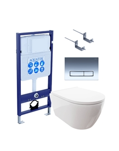 Комплект Унитаз подвесной Поларис AQ0700-00 безободковый, с микролифтом + Инсталляция Standard INS-0000012 + Комплект креплений KKI-0000002 + Кнопка KDI-0000023 хром глянец Aquatek