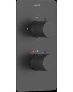 Термостатический смеситель встраиваемый Европа AQ1393MB для ванны с душем, С ВНУТРЕННЕЙ ЧАСТЬЮ, 3 режима, матовый черный Aquatek