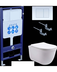 Комплект Унитаз подвесной Классик AQ1111-00 безободковый, с микролифтом + Инсталляция Standard INS-0000012 + Комплект креплений KKI-0000002 + Кнопка KDI-0000009 белая Aquatek