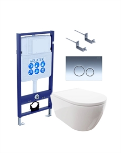 Комплект Унитаз подвесной Поларис AQ0700-00 безободковый, с микролифтом + Инсталляция Standard INS-0000012 + Комплект креплений KKI-0000002 + Кнопка KDI-0000018 хром глянец Aquatek