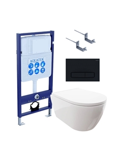 Комплект Унитаз подвесной Поларис AQ0700-00 безободковый, с микролифтом + Инсталляция Standard INS-0000012 + Комплект креплений KKI-0000002 + Кнопка KDI-0000025 черный матовый Aquatek