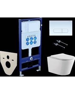 Комплект Унитаз подвесной Вега AQ1905-00 безободковый, с микролифтом + Инсталляция Standard INS-0000012 + Комплект креплений KKI-0000001 + Кнопка KDI-0000013 белая Aquatek