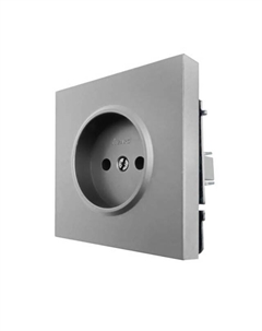 Розетка 1 пост Zima б/з ПБТ серый матовый Lezard