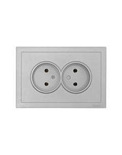 Розетка 2 пост Zima c/з ПБТ серый матовый Lezard