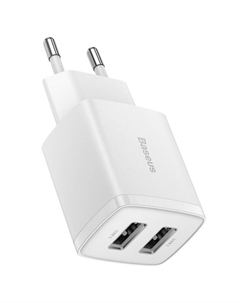 Сетевое зарядное устройство BASEUS Compact Charger 2U 10.5W CCXJ010202 10.5 Вт, 2xUSB, EU, белый (CCXJ010202) Baseus
