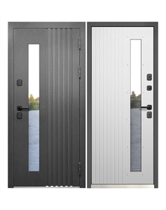 Дверь входная с терморазрывом Luxor Termo Рейка правая графит серый муар - эмалит белый со стеклопакетом 960х2050 мм Ferroni