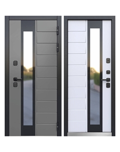 Дверь входная с терморазрывом Luxor Termo 5 правая эмаль серый - эмалит белый 860х2050 мм Ferroni