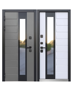 Дверь входная с терморазрывом Luxor Termo 5 левая эмаль серый - эмалит белый 860х2050 мм Ferroni