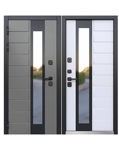 Дверь входная с терморазрывом Luxor Termo 5 левая эмаль серый - эмалит белый 960х2050 мм Ferroni