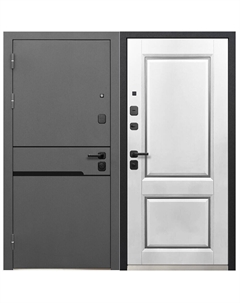 Дверь входная Luxor Классика левая графит серый муар - эмалит белый 860х2050 мм Ferroni