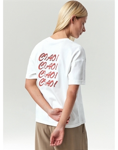 Трикотажная футболка со спущенным плечом Emka