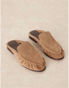 Мюли-лоферы из замши премиум-класса Mellow серо-коричневого цвета Asos design