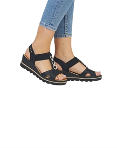 Босоножки на танкетке Sandali con plateau, черный Rieker