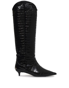 Сапоги Tall Rae 40 с тиснением под кожу крокодила, черный Anine bing